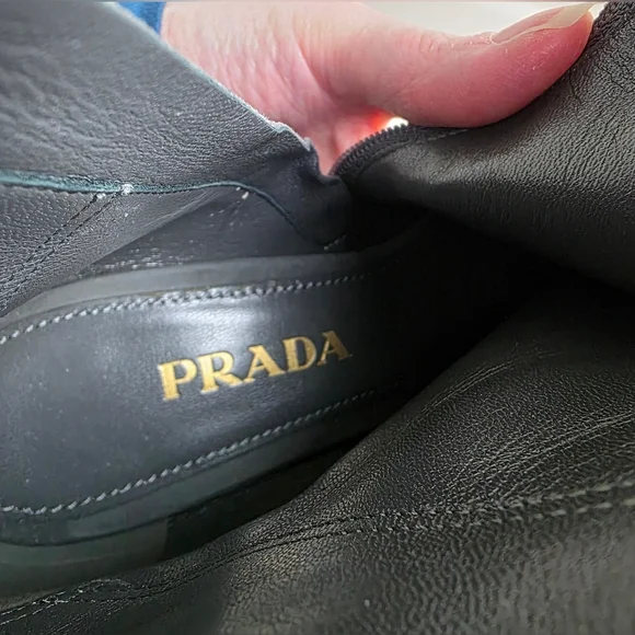 PRADA Grey Suede Platform Retro Block Chunky Heel Ankle Bootie Round Toe 38 - Picture 13 of 14